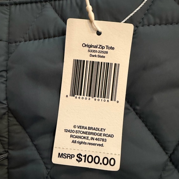 Vera Bradley Dark Slate Quilted Tote - Picture 2 of 6